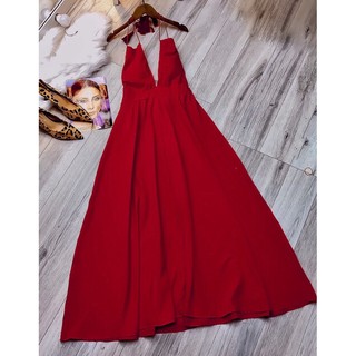 MAXI YẾM ĐỎ HỞ NGỰC XẺ ĐÙI