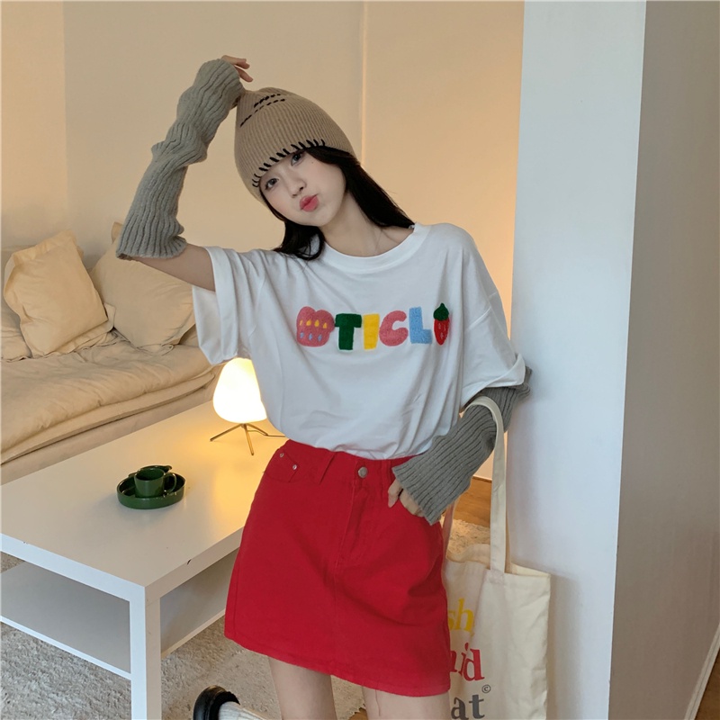 SUXI Áo Thun Tay Ngắn Dáng Rộng In Chữ Thiết Kế Đơn Giản Thời Trang Mùa Hè Cho Nữ