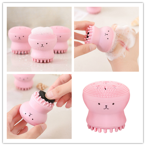 (Hàng Mới Về) Cọ Rửa Mặt Silicone Hình Bạch Tuộc Massage Làm Sạch Da Mặt Cho Nữ