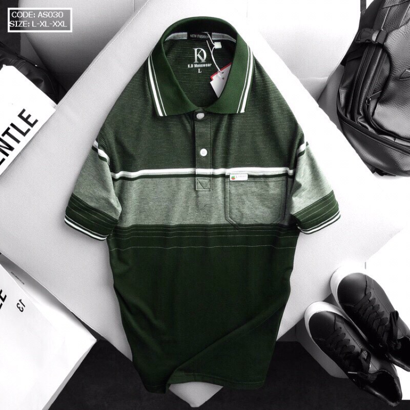 Áo thun nam sọc ngang from trung niên cao cấp ADBP092 | BigBuy360 - bigbuy360.vn