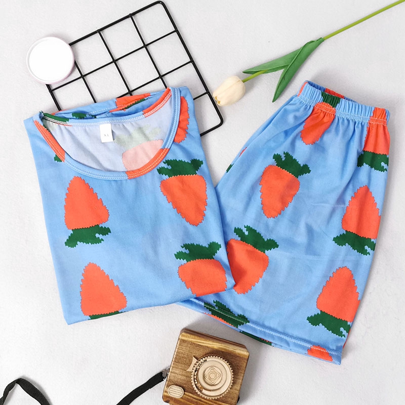 xiaohan korea design short sleeve sleepwear sleeping wear female loose round neck summer nightwear set pajama | BigBuy360 - bigbuy360.vn