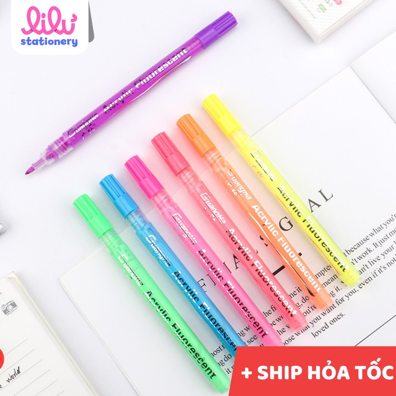 Bút Acrylic Painter vẽ kính vẽ vải vẽ giày gỗ đá thủy tinh kinh loại không phai nét ngòi 0.7mm Fluorescent. MS: GN162
