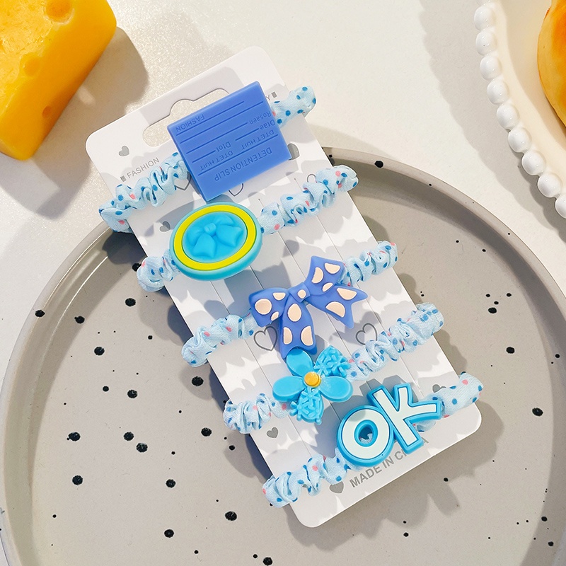 Bộ 5 Dây Cột Tóc Nhiều Màu Sắc Phong Cách Hàn Quốc Thời Trang Cho Bé Gái