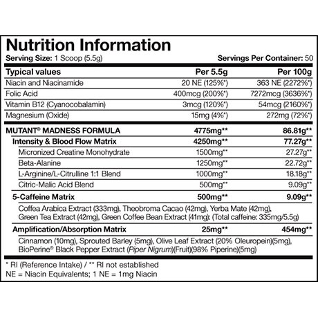 Mutant Madness Pre Workout | Tăng Sức Mạnh Trước tập 30 Lần Dùng - Chính Hãng
