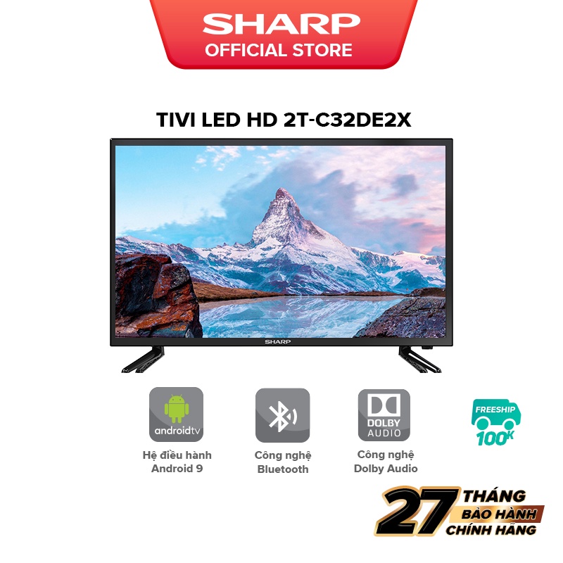 [Mã ELBAU7 giảm 7% đến 1TR][New model] TV Sharp LED HD 32'' - Điều khiển giọng nói + Google - BH 27 tháng