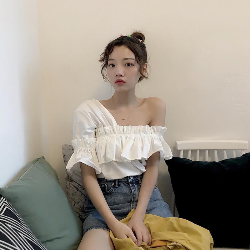 Áo trễ vai nhún bèo dễ thương thời trang dành cho nữ