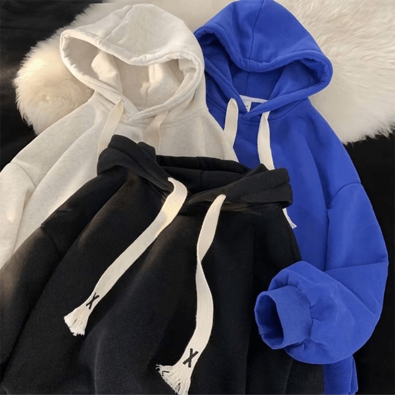 Áo hoodie Màu Trơn Dáng Rộng Thoải Mái Thời Trang Hàn Quốc Chất Lượng Cao Cho Nam Và Nữ
