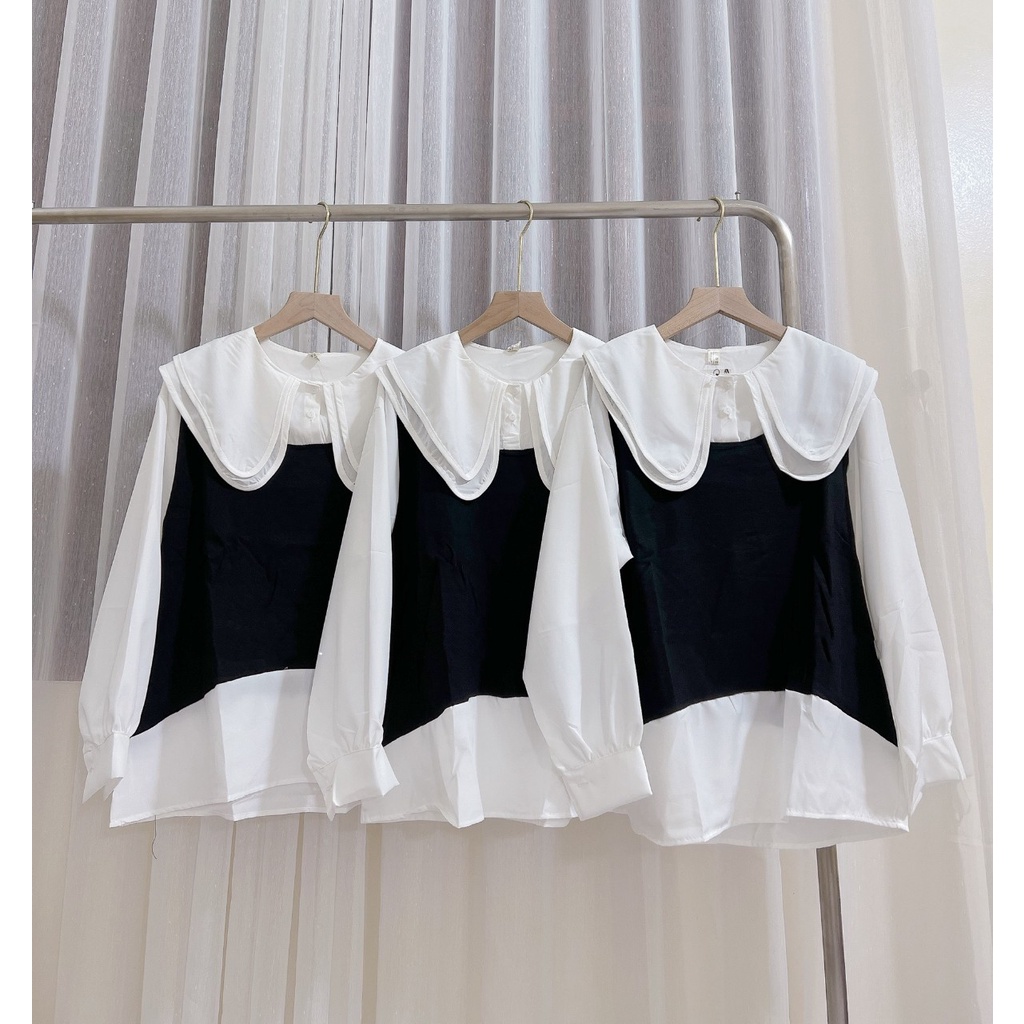 Áo Bầu Công Sở Thu Đông, Style Hàn Quốc Siêu Xinh, Cổ Lá 2 Lớp
