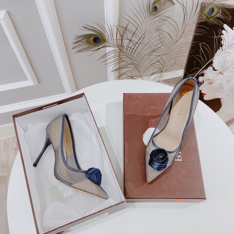 HÀNG QUẢNG CHÂU FULL BOX SẴN HÀNG Giày lưới hoa Hồng 9cm