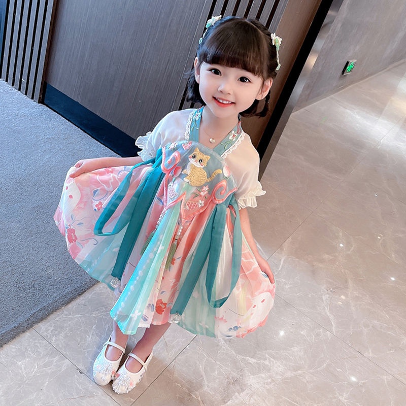 Bộ Hán Phục Thời Trang Mùa Hè 2022 Phong Cách Trung Hoa Dành Cho Bé Gái