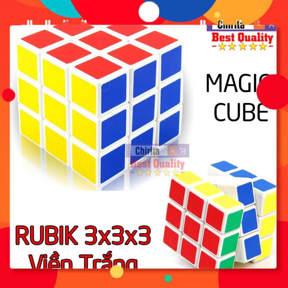 Rubik 3x3x3 Magic Cube Viền Trắng Cao Cấp - Rubik 3x3 Biến Thể Tốc Độ Xoay Chuyên Nghiệp - Kích Thích Trí Não