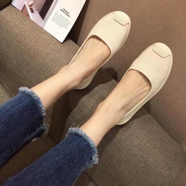 GL7_Giày lười slip on nữ mũi sóng da mềm siêu bền êm chân