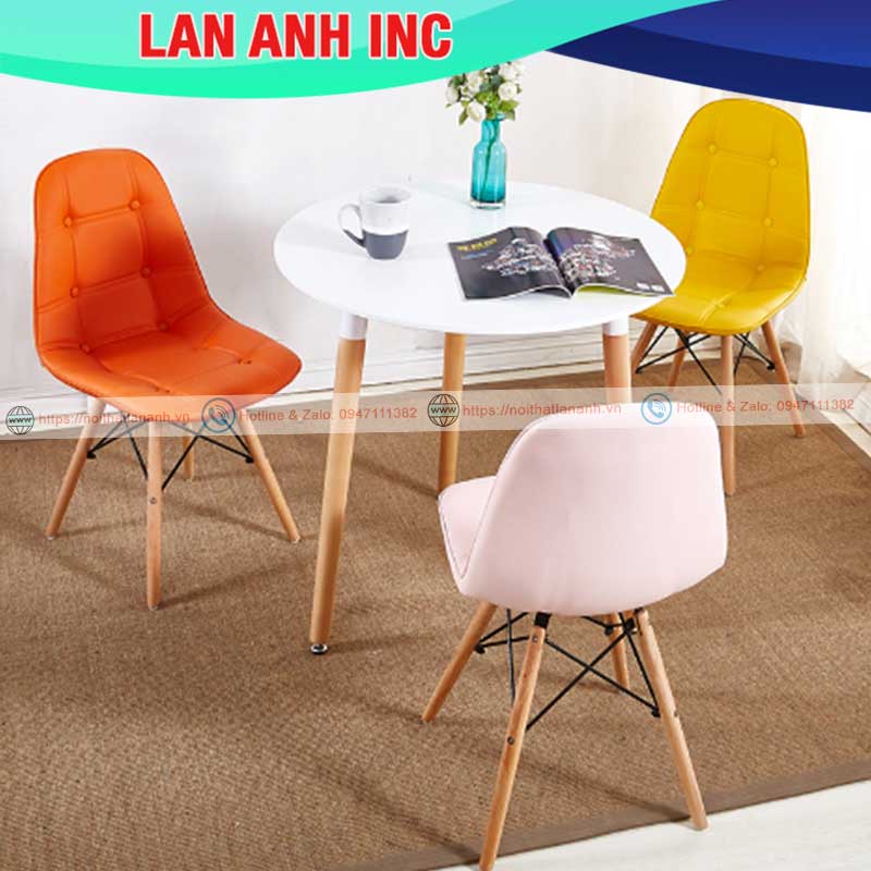 Bàn ăn cafe gỗ tròn 3 chân hiện đại nhập khẩu giá rẻ Eames LAB02