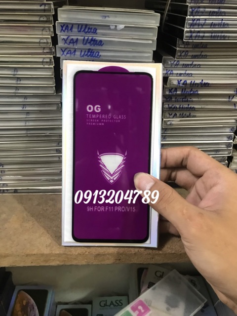Kính OG full màn Oppo F11 pro / V15 khoan không thủng