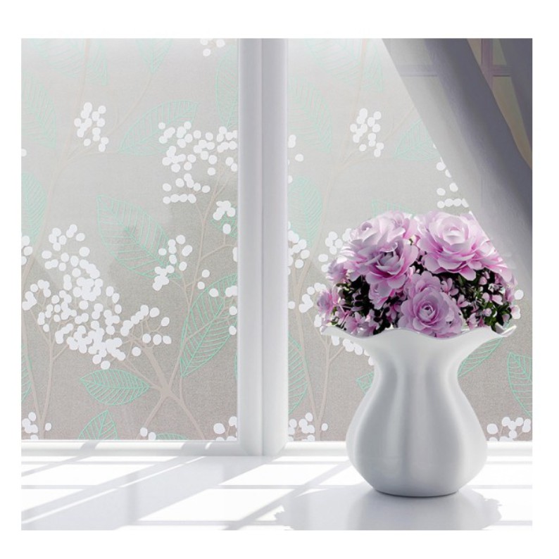 Cuộn 5m dán kính HOA LÁ XANH khổ rộng 45cm