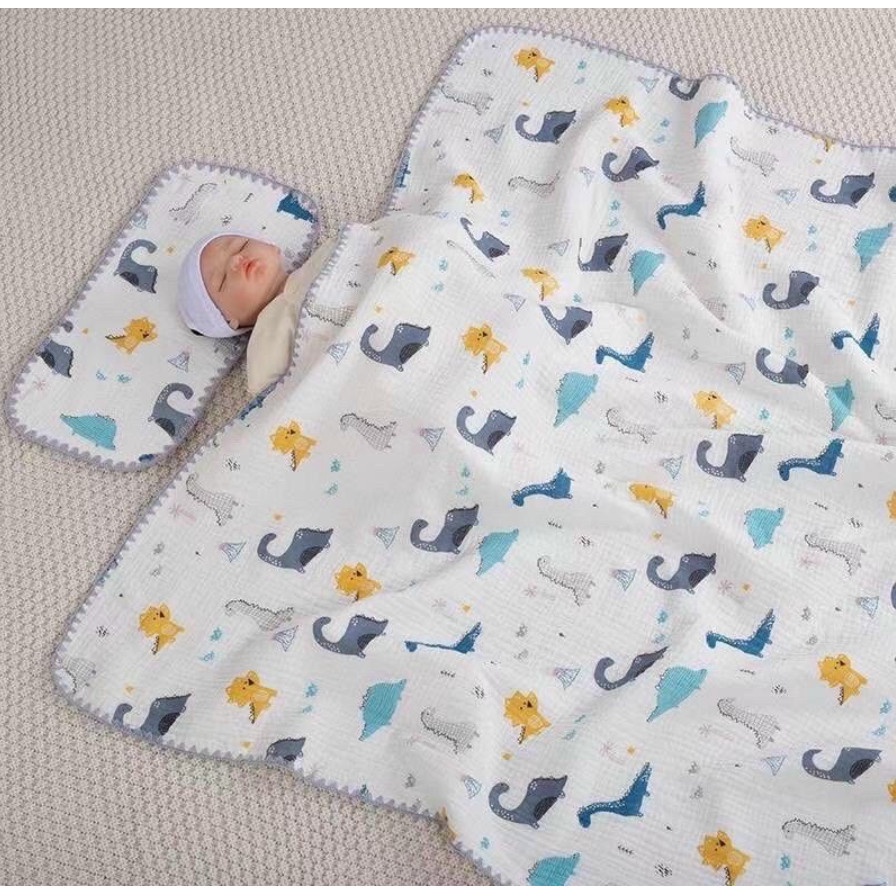 Chăn xô cho bé sơ sinh bo viền đa năng 6 lớp, mềm xô sợi tre siêu mềm mịn thoáng mát 1mx1m1