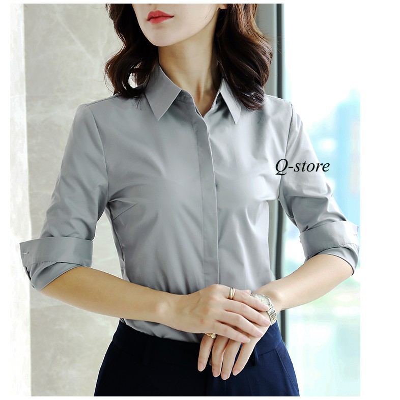 [voucher giảm 10%] Áo sơ mi nữ công sở dài tay dáng Hàn Quốc | BigBuy360 - bigbuy360.vn