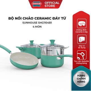 Bộ nồi chảo ceramic đáy từ sunhouse shg1104b1
