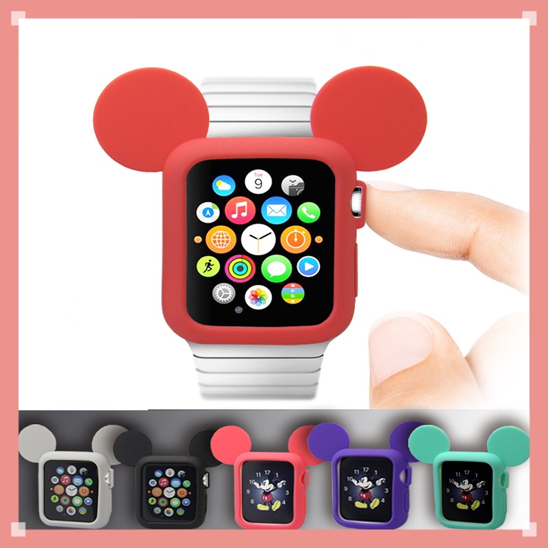 Ốp Bảo Vệ Bằng Silicon Mềm Hình Minnie Cho Apple watch ultra 8 7 SE 6 5 4 iWatch 49MM 42MM 41mm 45mm 44MM 40mm 38MM 3 2 1