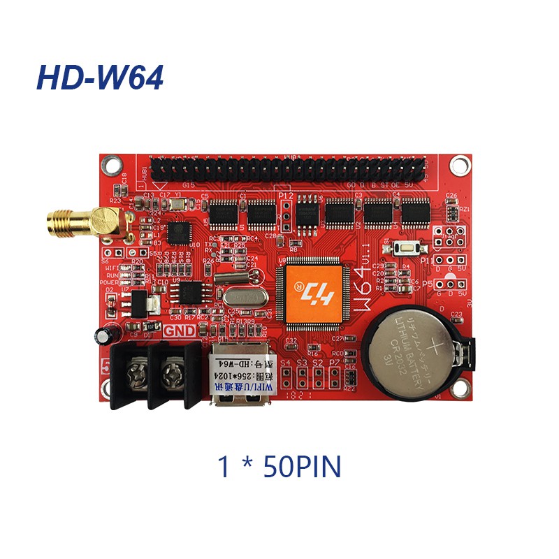 Card HD-W64 Wifi, USB Điều Khiển LED Ma Trận 1 Màu, 3 Màu - Mạch Led Chạy Chữ Quảng Cáo