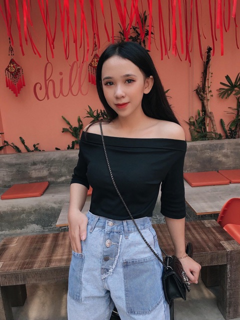 Quần baggy jean 4 nút phối túi đậm, kèm hình thật