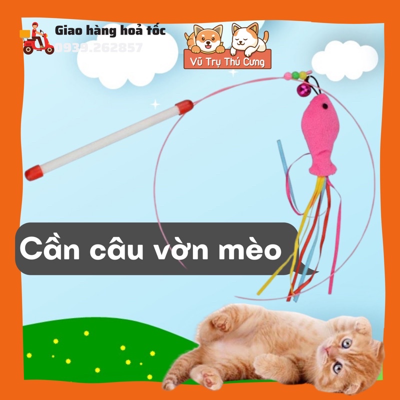 Cần câu vờn mèo lông vũ, hình cá nhồi bông