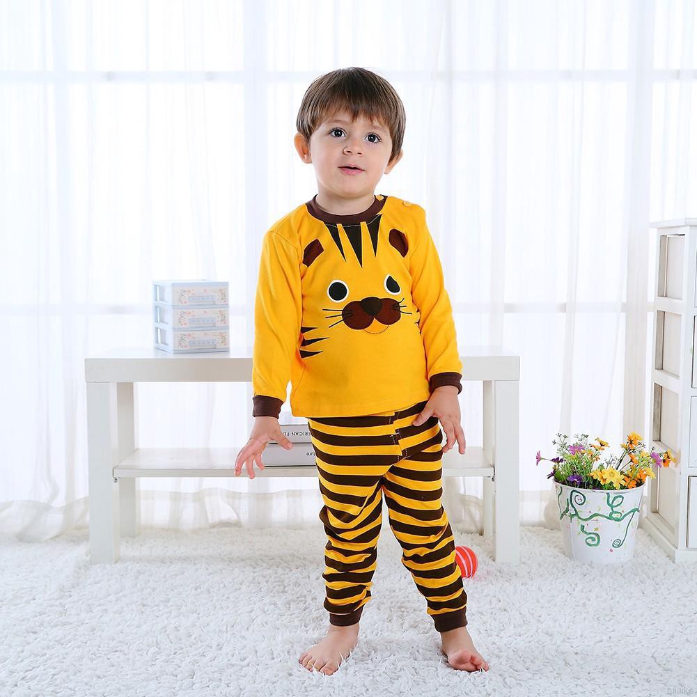 Bộ Đồ Ngủ Pijama Dài Tay In Họa Tiết Hoạt Hình Cho Bé