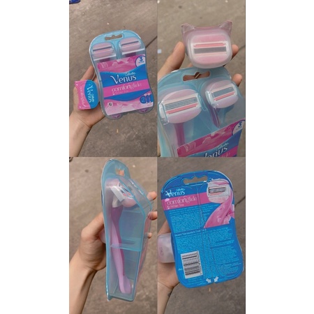 Bộ 2 Dao Cạo Đầu Bơ 3 Lưỡi Tiện Lợi Cho Nữ Gillette Venus Women's Comfortglide 3 Blade Disposable Razor, White Tea