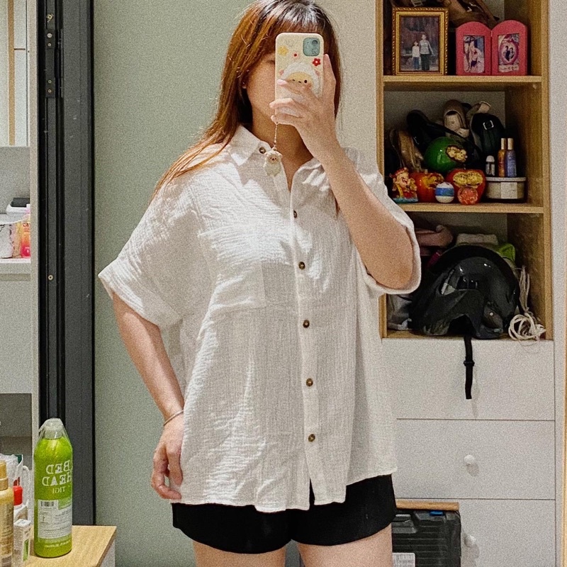 Áo sơmi tay cánh dơi form oversize