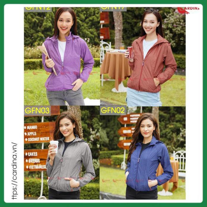Áo Gió Nữ 2 Lớp Lót Lưới cao cấp CARDINA Cản Gió Chống Nước - Kèm Túi Đựng Siêu Gọn Nhẹ