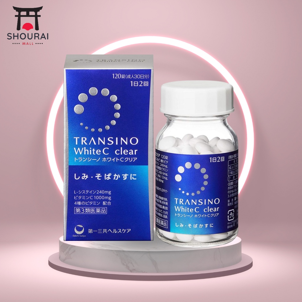 Viên uống trắng da, giảm nám, ngừa tàn nhang, viên uống Transino Xanh 120v của Nhật