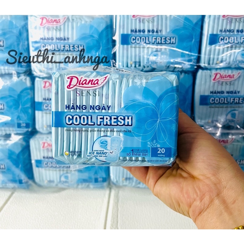 Gói 20 Miếng Băng Vệ Sinh Diana Sensi Hàng Ngày Cool Fresh (13 cm)