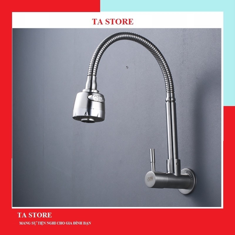 Vòi rửa bát inox tăng áp lạnh gắn tường TATAMO vòi rửa chén lò xo cao cấp thiết bị nhà tắm TA STORE ST16