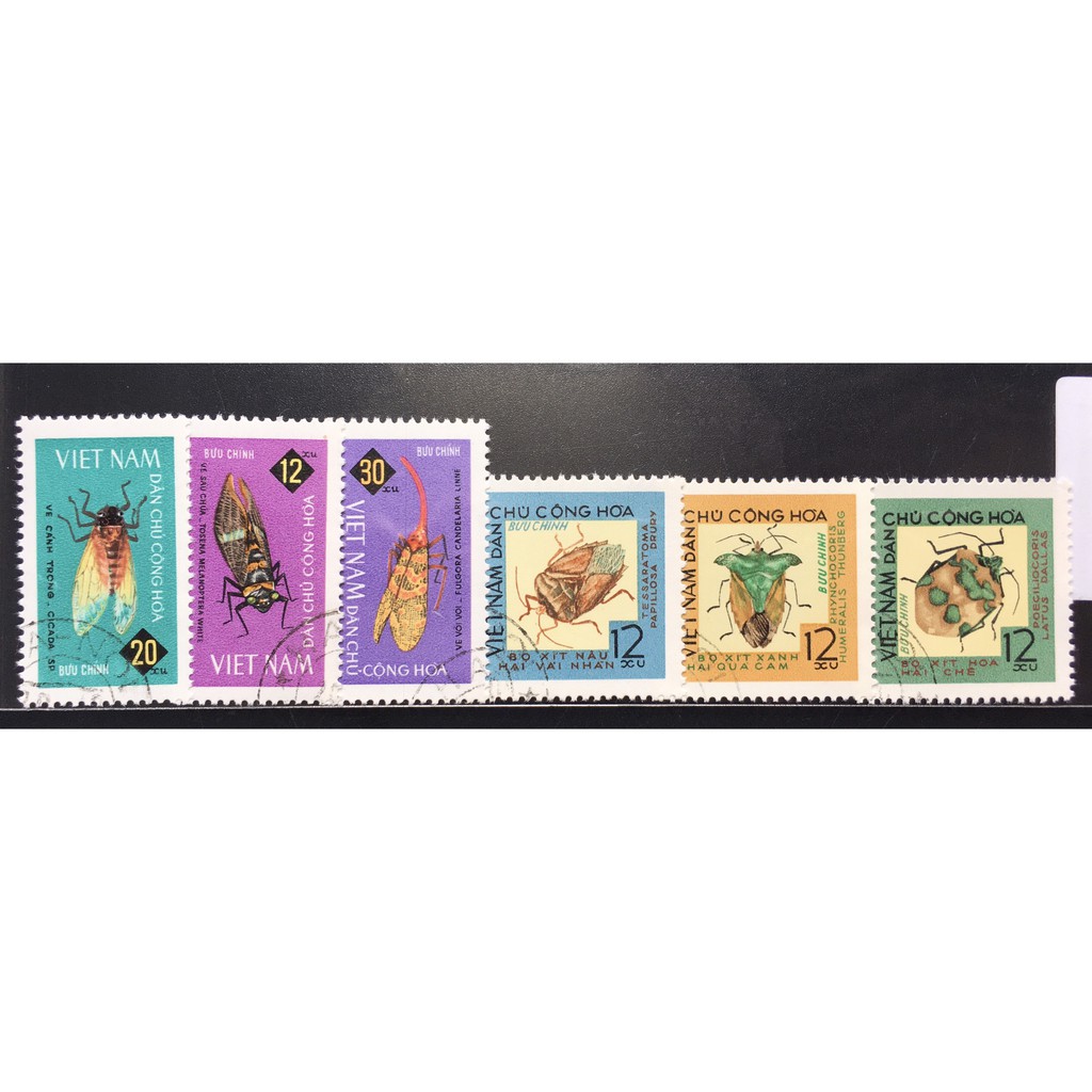 Bộ Tem Sưu Tầm Việt Nam Chủ Đề Các Loài Côn Trùng - 6 Con Stamps.