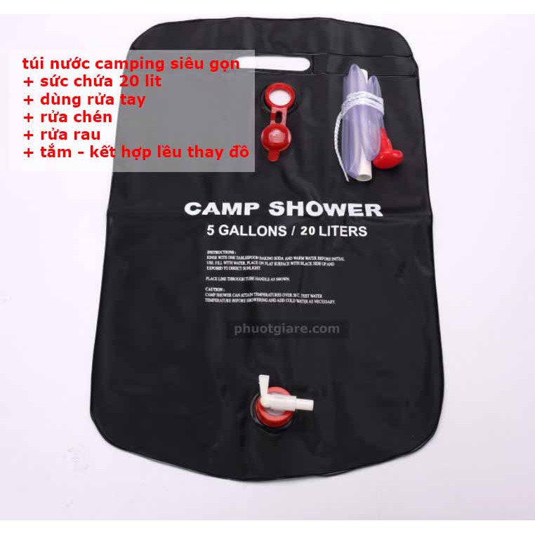 [Freeship 50K]Túi chứa nước camping siêu gọn 20 lít rất dày cắm trại dã ngoại