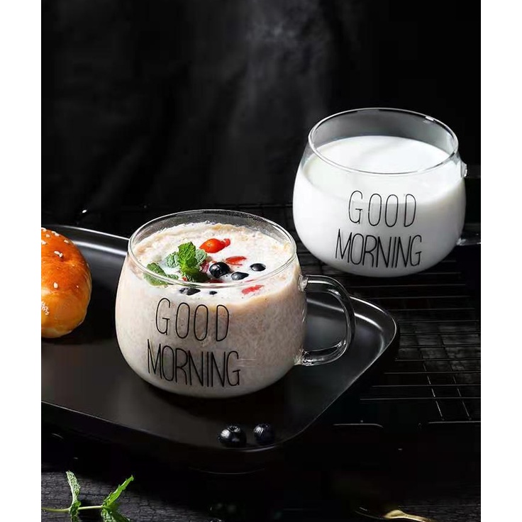 Cốc thủy tinh chịu nhiệt, cốc uống trà, cà phê,ngũ cốc ăn sáng dung tích 300-500ml