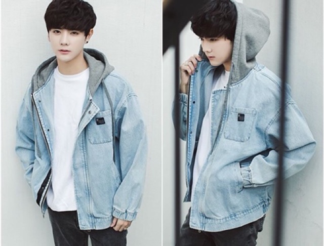 Áo jean nón xám nam nữ unisex (nhập qc)