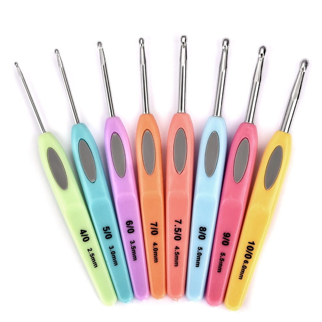 8pcs đầy màu sắc trộn kích thước 2.5mm - 6mm Crochet dệt sợi quá trình dệt kim nhựa xử lý dệt crochet công cụ