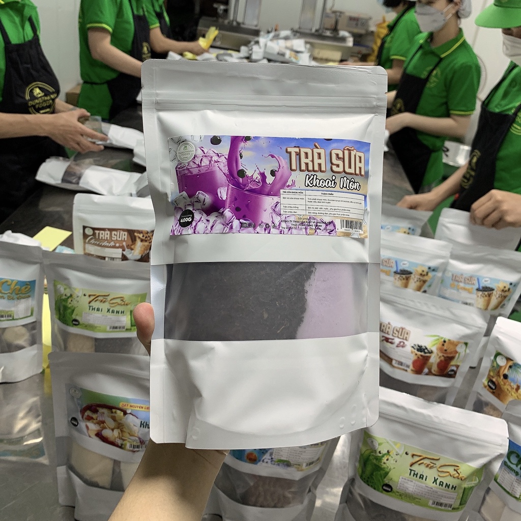 Set trà sữa tự pha phúc long, thái xanh, thái đỏ, khoai môn, gạo rang hoa đậu biếc, chocolate