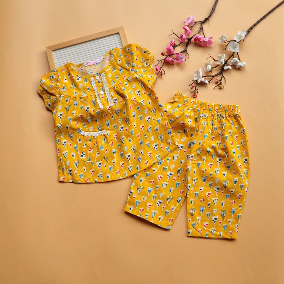 Bộ pijama cánh tiên quần lửng vải kate cotton cho bé gái 12 đến 32kg - BAOBAOKIDS