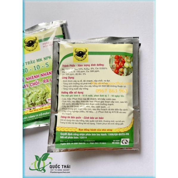 Phân Bón Lá Kích Đẻ Nhánh, Nảy Chồi, Ra Lá - Đầu Trâu MK 30-10-5