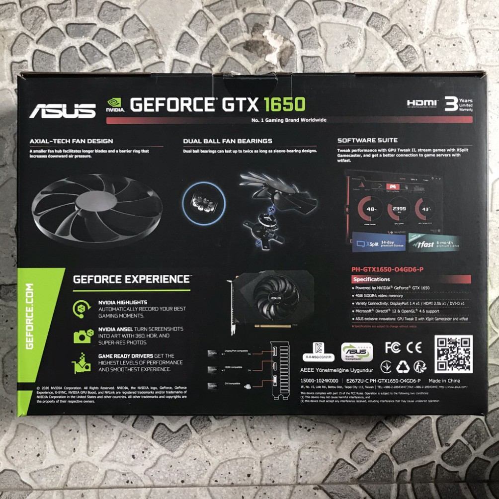 Card màn hình Asus PH GTX 1650-O4G GDDR6 4GB GDDR6, 128-bit, DVI+HDMI+DP Chính hãng Bảo hành 3 năm | BigBuy360 - bigbuy360.vn