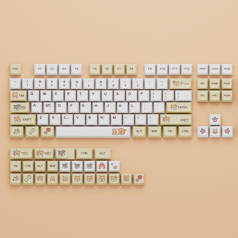 Bộ 130 Nút Bàn Phím XDA PBT In Hình Động Vật Dễ Thương