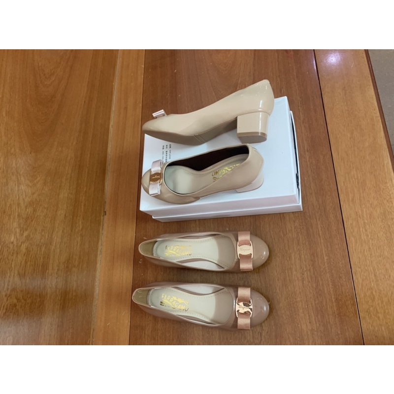 Giày nơ da bóng mũi tròn