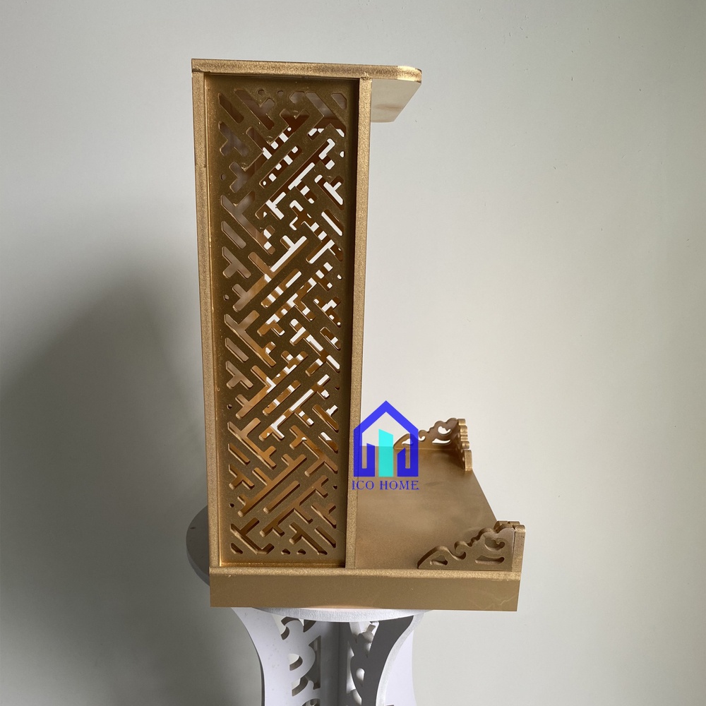 Bàn thờ ông địa thần tài màu vàng đẹp đón lộc vào nhà, ngang 30cm - ICO HOME