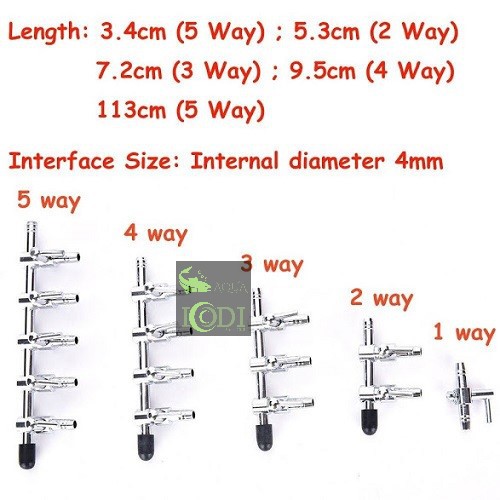 Van chia oxy inox 1 đầu - 3 đầu bể cá cảnh