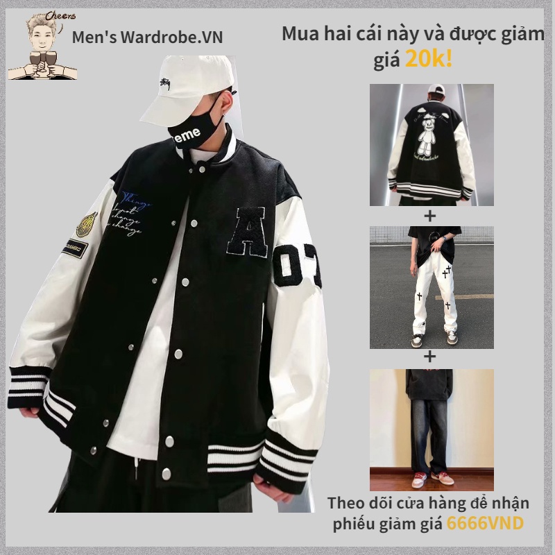 Áo khoác bomber in hình phong cách Hàn Quốc áo khoác bóng chày nam fashion bigsize áo khoác áo dài tay unisex áo khoác bóng chày