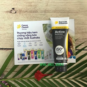 [CHÍNH HÃNG] Kem chống nắng cho Nam Cancer Council Active Sunscreen NHÃN ĐEN 110ml SPF50+/ PA ++++