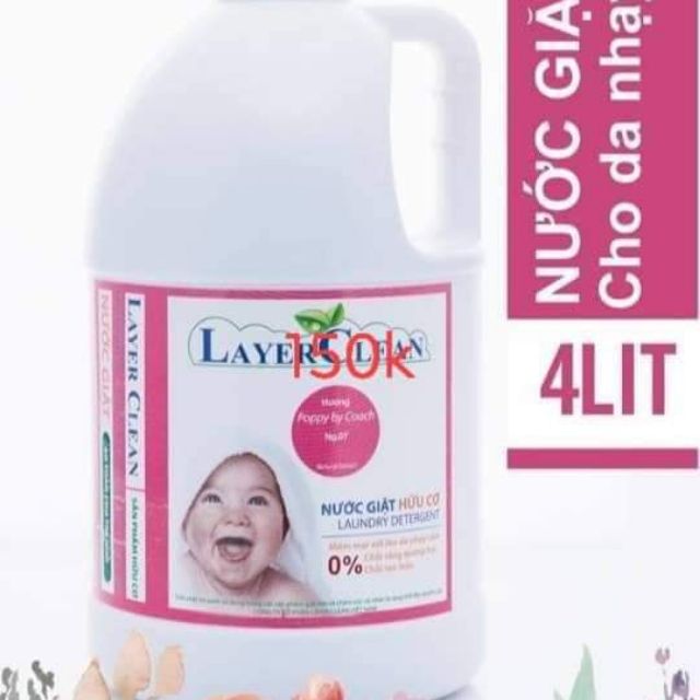 Nước giặt hữu cơ Layer Clean 4l hương poppy cho da nhạy cảm