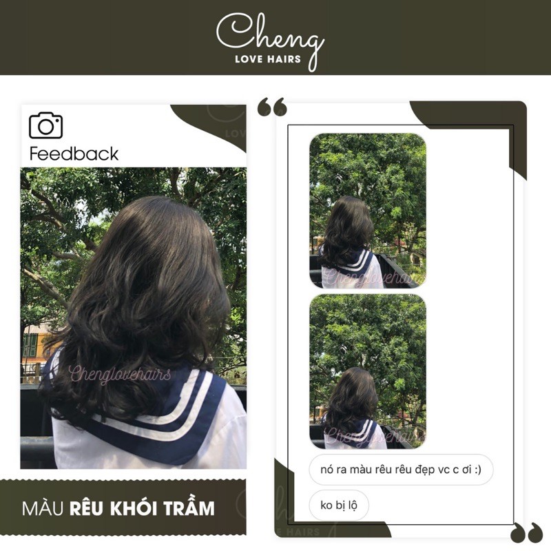 Thuốc nhuộm tóc RÊU KHÓI TRẦM không cần thuốc tẩy tóc Chenglovehairs, Chenglovehair